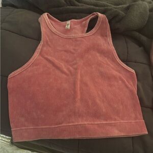 Women's Pink Ribbed Crop Top
